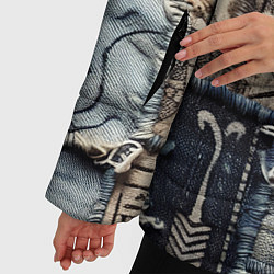 Куртка зимняя женская Геометрия на пэчворк дениме, цвет: 3D-красный — фото 2