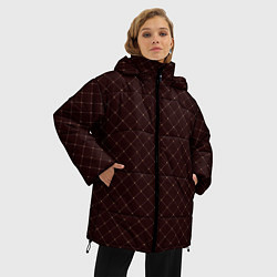 Куртка зимняя женская Роскошный бордо в клетку, цвет: 3D-черный — фото 2