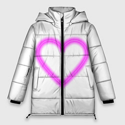 Куртка зимняя женская Неоновое сиреневое сердце, цвет: 3D-светло-серый