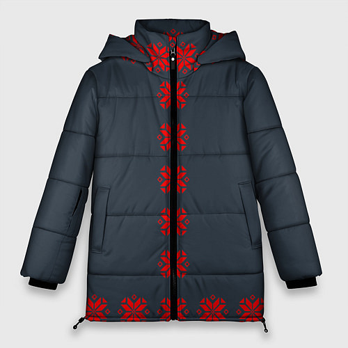 Женская зимняя куртка Этно - темный / 3D-Черный – фото 1