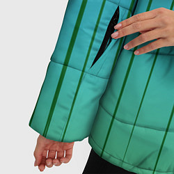Куртка зимняя женская Хаотичные зеленые линии, цвет: 3D-черный — фото 2
