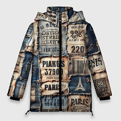 Женская зимняя куртка Пэчворк джинсы из Парижа