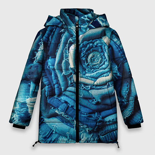 Женская зимняя куртка Джинсовая роза - нейросеть / 3D-Черный – фото 1