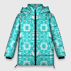Куртка зимняя женская Бирюзовая цветочная геометрия, цвет: 3D-светло-серый