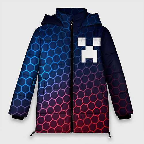 Женская зимняя куртка Minecraft неоновые соты / 3D-Черный – фото 1