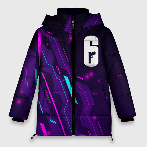 Женская зимняя куртка Rainbow Six neon gaming / 3D-Черный – фото 1