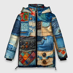 Куртка зимняя женская Vanguard denim patchwork - ai art, цвет: 3D-черный