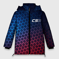 Куртка зимняя женская Counter Strike 2 неоновые соты, цвет: 3D-черный
