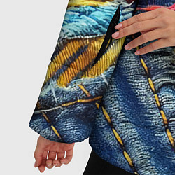 Куртка зимняя женская Colorful denim patchwork - ai art, цвет: 3D-светло-серый — фото 2