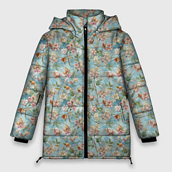 Женская зимняя куртка Сирень и цветочки