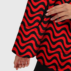 Куртка зимняя женская Чёрно-красный искажённые полосы, цвет: 3D-черный — фото 2