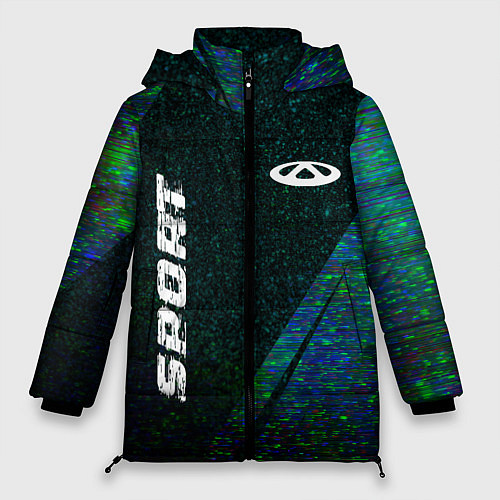 Женская зимняя куртка Chery sport glitch blue / 3D-Черный – фото 1