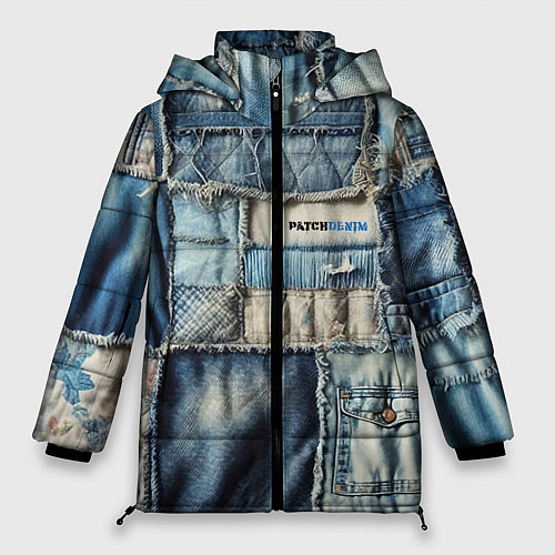 Женская зимняя куртка Patchwork denim - vogue / 3D-Черный – фото 1