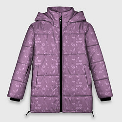 Женская зимняя куртка Розовый сиреневый цветочный однотонный узор