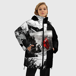 Куртка зимняя женская День победы 9 мая коллаж из фронтовых моментов, цвет: 3D-черный — фото 2