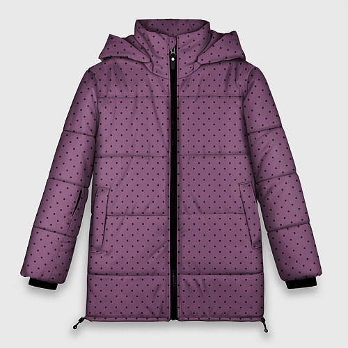 Женская зимняя куртка Сливовый в чёрный горошек / 3D-Черный – фото 1