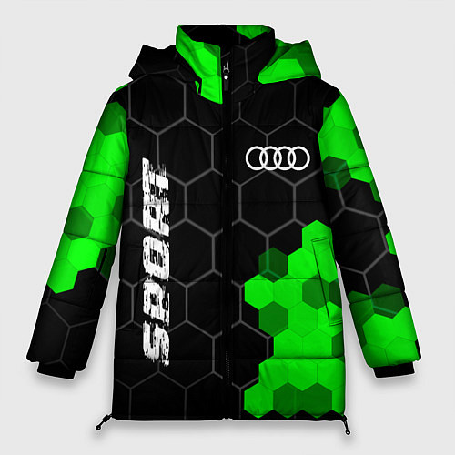 Женская зимняя куртка Audi green sport hexagon / 3D-Черный – фото 1