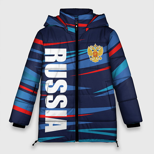 Женская зимняя куртка Россия - blue stripes / 3D-Черный – фото 1
