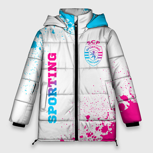 Женская зимняя куртка Sporting neon gradient style вертикально / 3D-Черный – фото 1