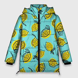 Куртка зимняя женская Летние лимоны - паттерн, цвет: 3D-черный