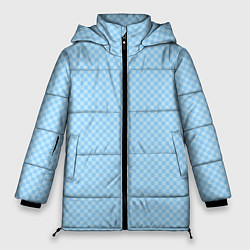 Куртка зимняя женская Светлый голубой паттерн мелкая шахматка, цвет: 3D-черный