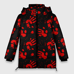 Куртка зимняя женская Blood hands паттерн, цвет: 3D-светло-серый
