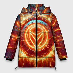 Куртка зимняя женская Наэлектризованная кибер поверхность - нейросеть, цвет: 3D-черный