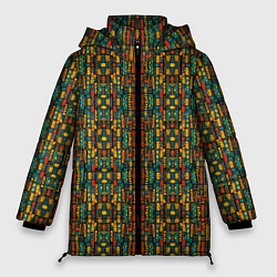 Куртка зимняя женская Яркий африканский узор, цвет: 3D-черный