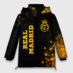 Куртка зимняя женская Real Madrid - gold gradient вертикально, цвет: 3D-черный