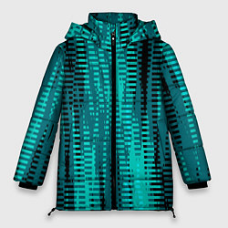 Женская зимняя куртка Бирюзовый абстрактные полосы