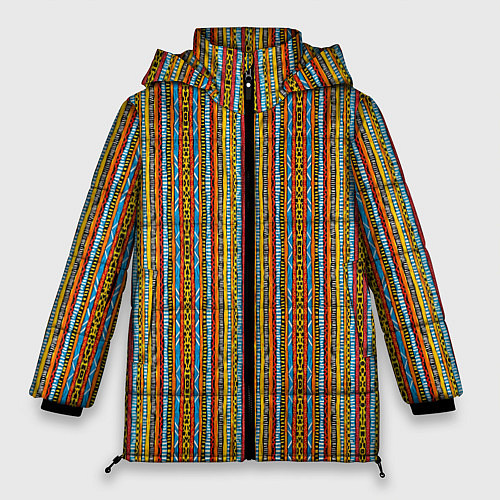 Женская зимняя куртка Полосы в африканском стиле / 3D-Черный – фото 1