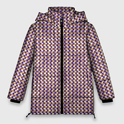 Женская зимняя куртка Сине-бежевый текстурированный квадраты-рябь