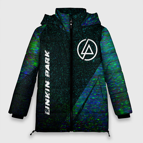 Женская зимняя куртка Linkin Park glitch blue / 3D-Черный – фото 1