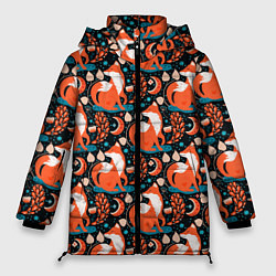 Женская зимняя куртка Разноцветный орнамент лисы паттерном