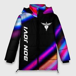 Куртка зимняя женская Bon Jovi neon rock lights, цвет: 3D-черный