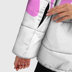 Куртка зимняя женская Потеки розовой краски на белом, цвет: 3D-черный — фото 2