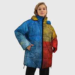 Куртка зимняя женская Синий жёлтый красный в крапинку, цвет: 3D-светло-серый — фото 2