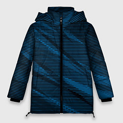 Женская зимняя куртка Полосатый чёрно-синий