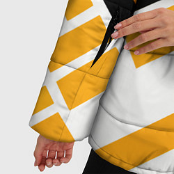Куртка зимняя женская Жёлтые широкие линии на белом фоне, цвет: 3D-черный — фото 2