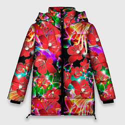 Женская зимняя куртка Пестрый цветочный узор