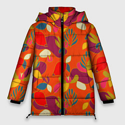Куртка зимняя женская Яркие ягодки-листочки, цвет: 3D-светло-серый