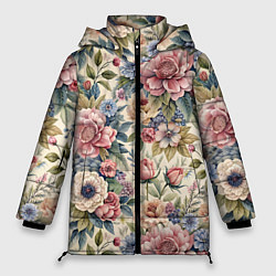 Женская зимняя куртка Нежные цветочные мотивы
