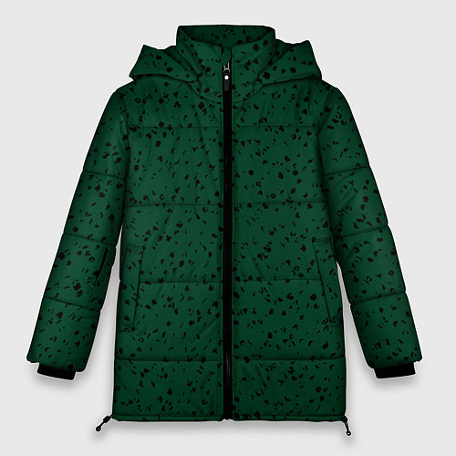 Женская зимняя куртка Тёмный зелёный мелкими пятнами / 3D-Черный – фото 1