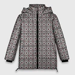 Куртка зимняя женская Чёрно-бело-красный узор, цвет: 3D-красный
