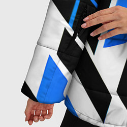 Куртка зимняя женская Blue and black stripes on a white background, цвет: 3D-черный — фото 2