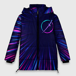 Куртка зимняя женская Akame ga Kill neon blast lines, цвет: 3D-черный