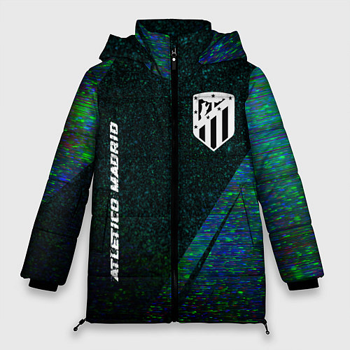 Женская зимняя куртка Atletico Madrid glitch blue / 3D-Черный – фото 1