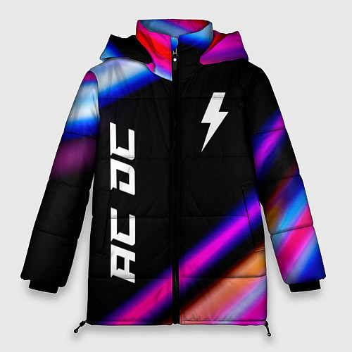 Женская зимняя куртка AC DC neon rock lights / 3D-Черный – фото 1