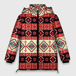 Куртка зимняя женская Этнический геометрический узор, цвет: 3D-красный