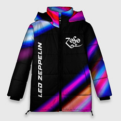 Куртка зимняя женская Led Zeppelin neon rock lights, цвет: 3D-черный
